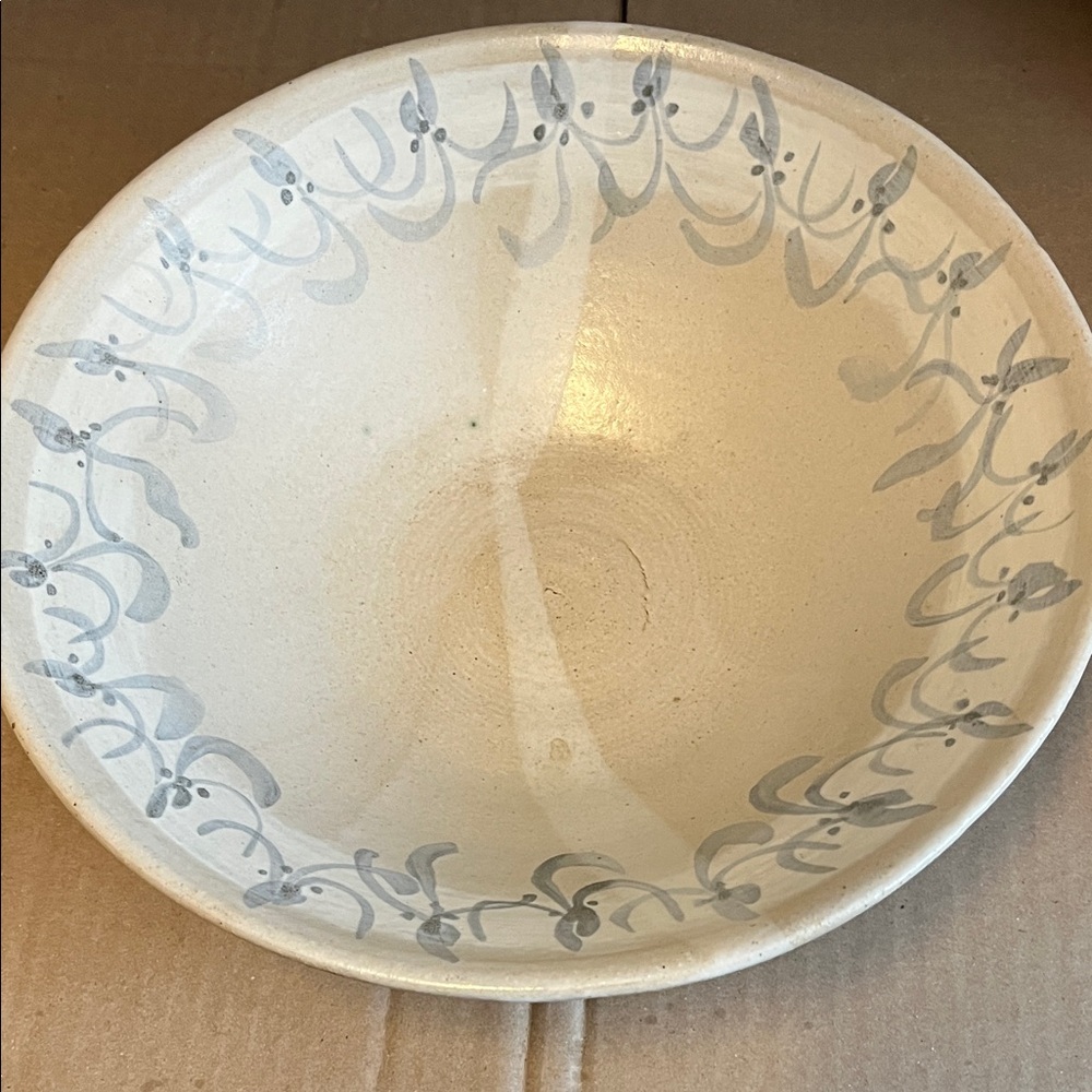 Decorative Ceramic Studio Bowl with Gray Pattern 12 inch